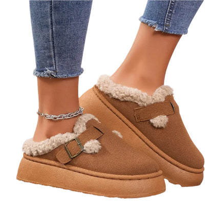 Women Plush Winter Platform Slippers | Women Snow Boots Brown