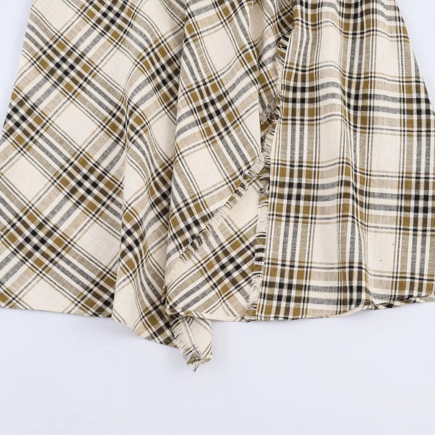 Women Vintage Asymmetric Plaid Skirt | Long Skirt | Spring | A-Line | High Waist