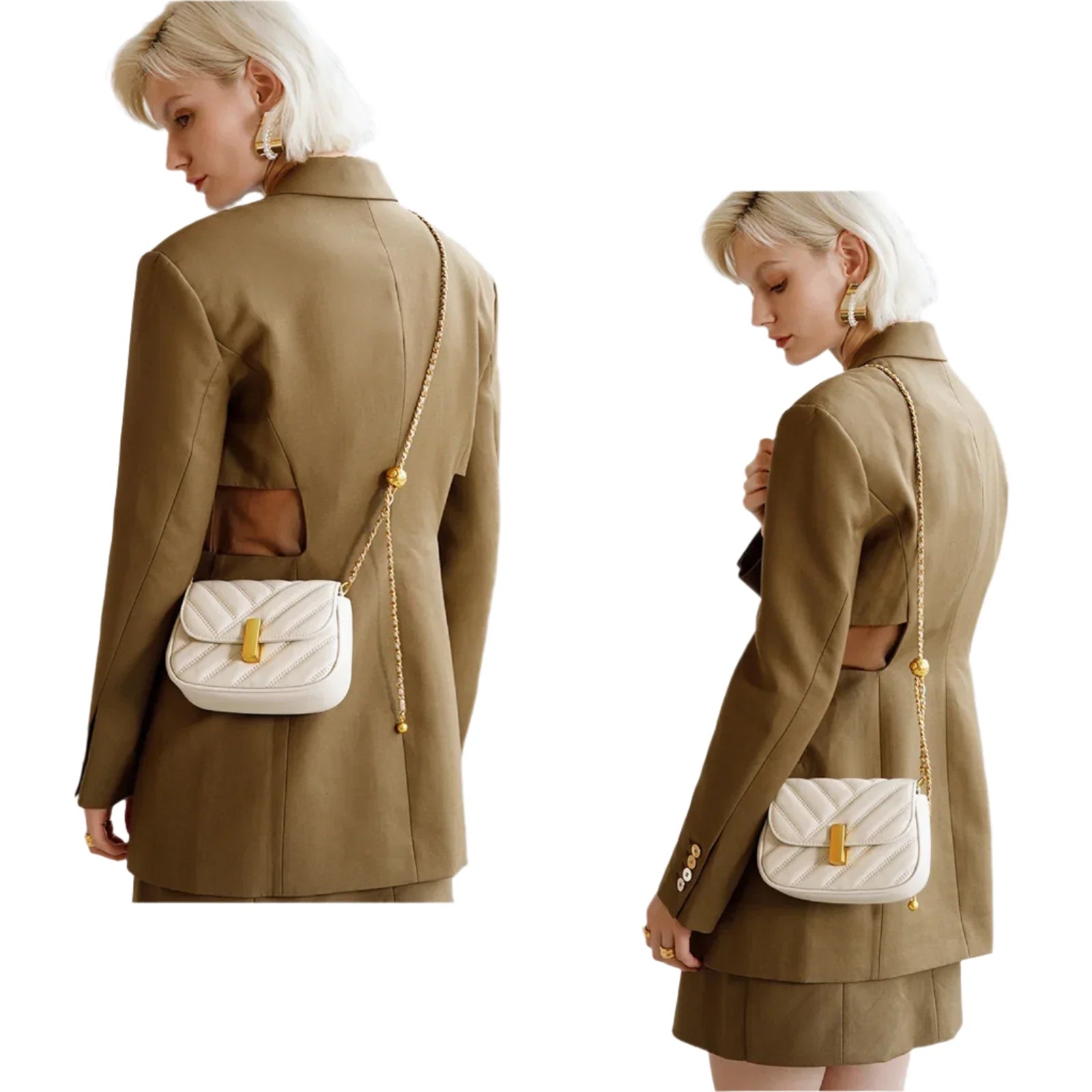 Women Handbag With Chain Strap | Crossbody Quilted Leather Bag