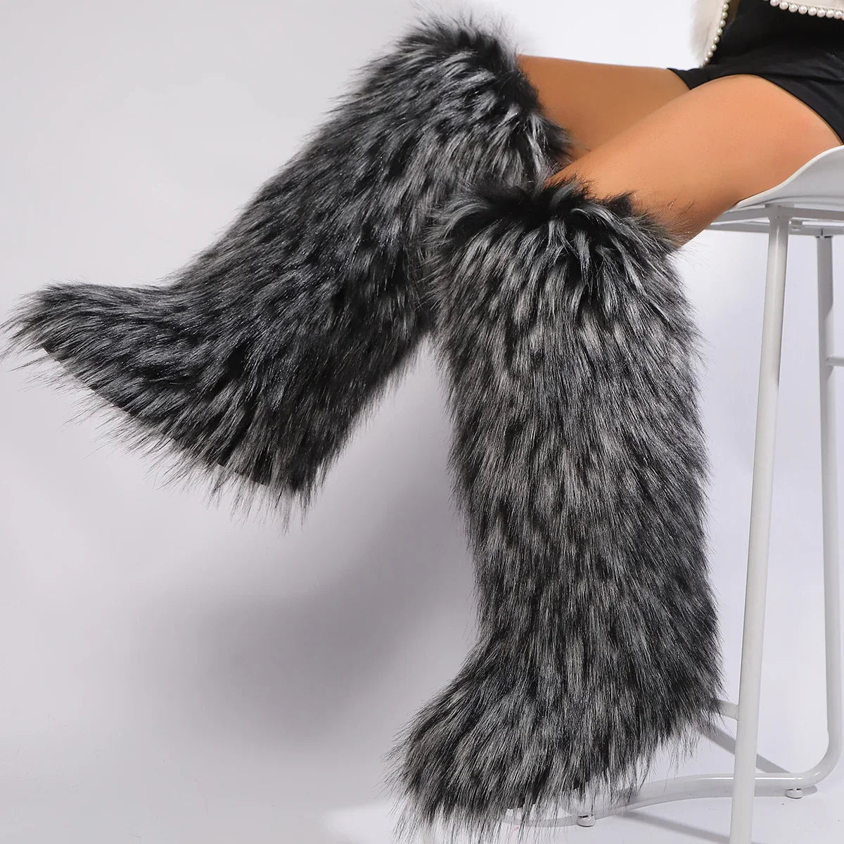 Women Over-The-Knee Boots | High Boots | Winter | Fur Snow Boots | Warm Boots | Non-Slip Gray