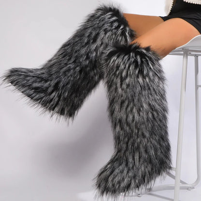 Women Over-The-Knee Boots | High Boots | Winter | Fur Snow Boots | Warm Boots | Non-Slip Gray