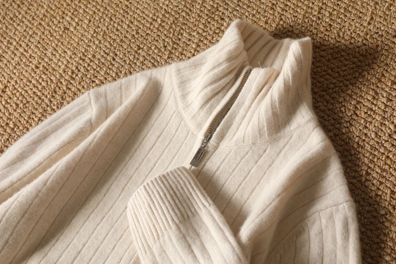 Men Merino Wool Stand-Up Collar Cardigan | Business Casual | Warm Zipper Jacket