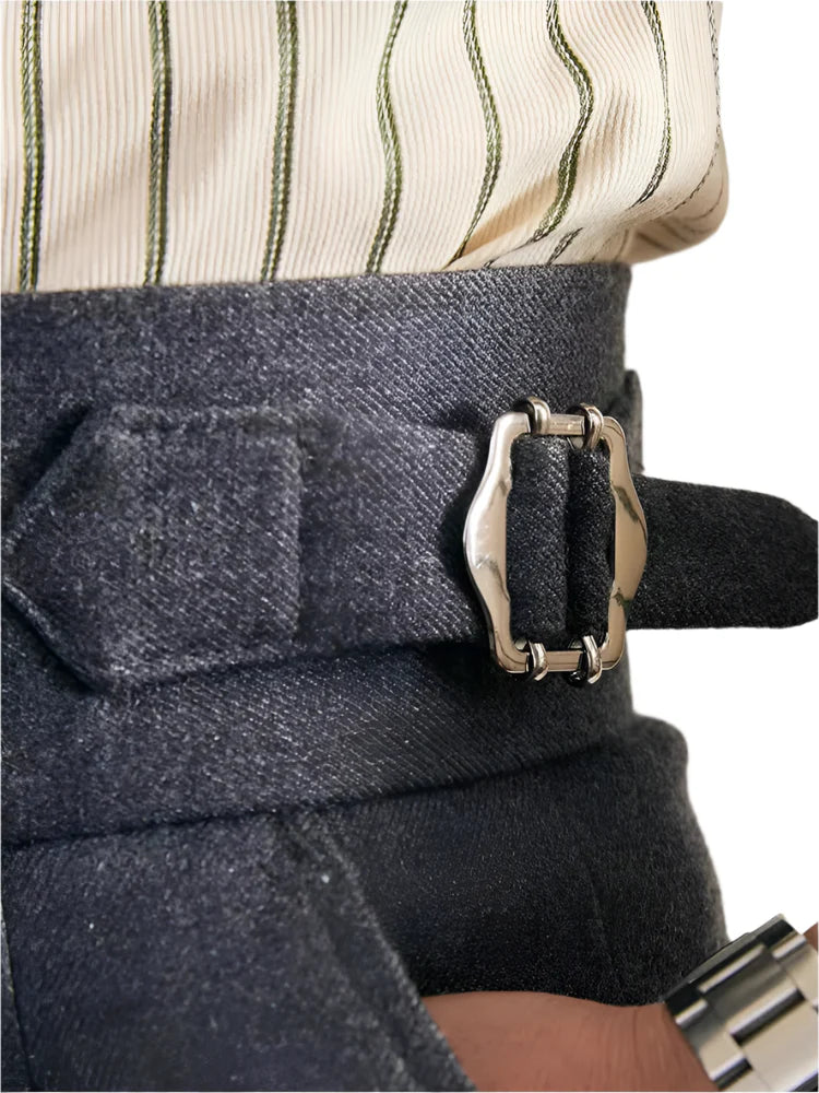 Men Naples Style Trousers | Vintage Belt Buttoned Suit Trousers | Casual Pants