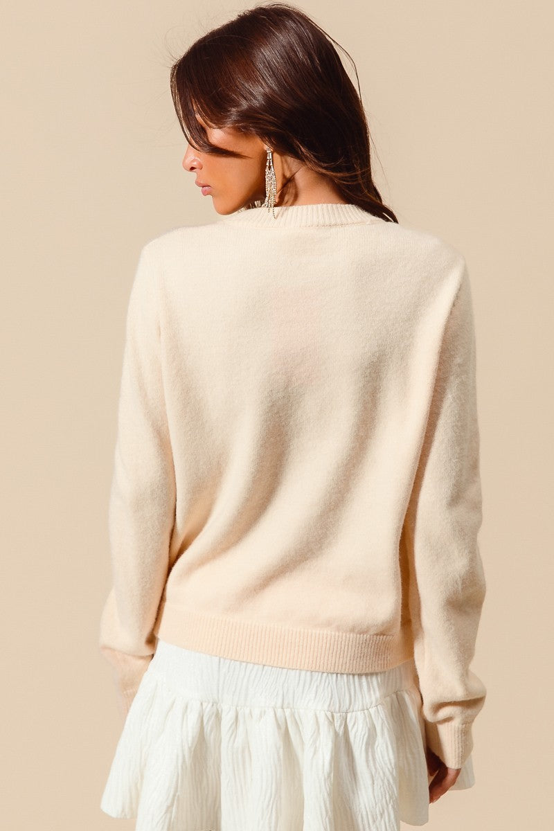 Sequin Bow Embellished Sweater