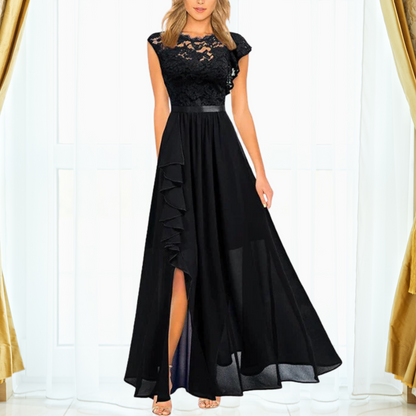 Grace | Women's Lace Chiffon Maxi Dress Ruffle Split Formal