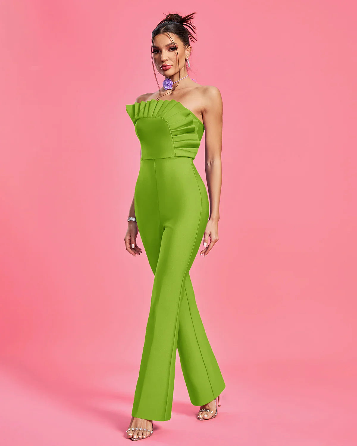 SUE Strapless Pleated Bandage Jumpsuit