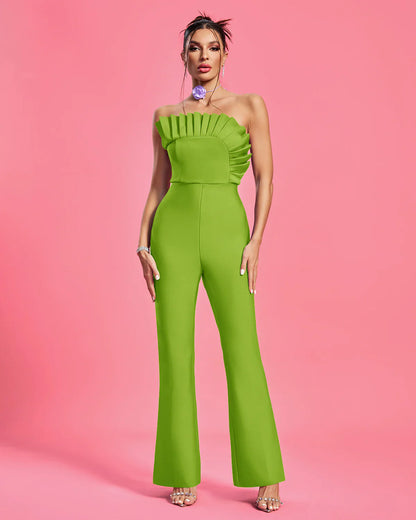 SUE Strapless Pleated Bandage Jumpsuit