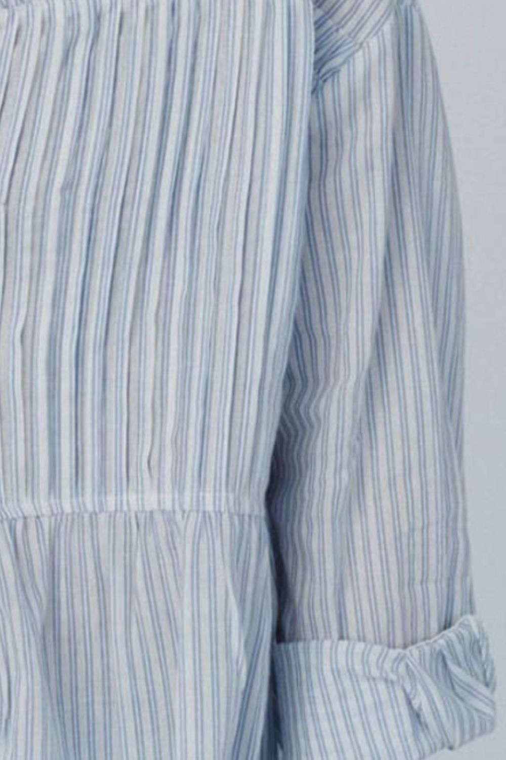 Frill Striped Long Sleeve Button Up Shirt