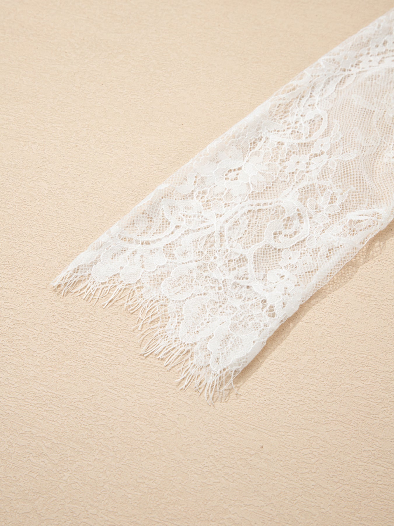 Lace Sleeve Faux Two-Piece Fuzzy Sweater