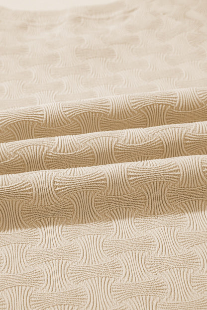 Textured Crew Neck Cap Sleeve Slim T Shirt