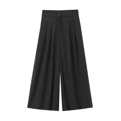 Women Sleeveless V-Neck Top With Belt Straight Pants Set | Top Trouser Suit | 2 Piece Set Black Bottom