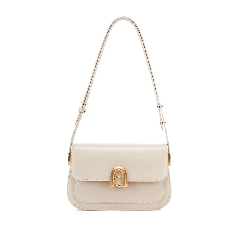 Women Retro Square Leather Bag | Crossbody Shoulder Bag White