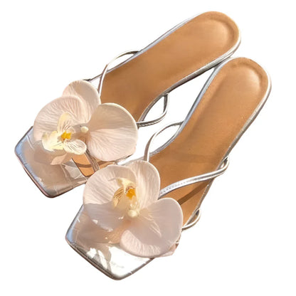 Women Orchid Flower Sandals | Vacation | Beach Sandals | Orchid Sandals | Small Heels