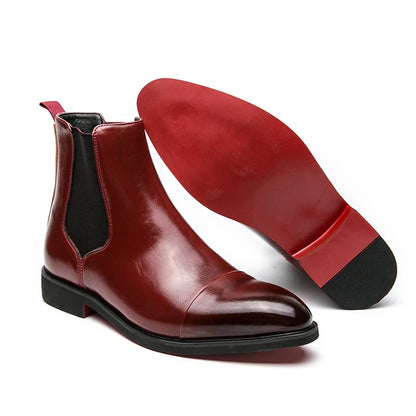 Men Chelsea Boots | Red Sole Leather | Heeled Boots | Ankle Boots Red