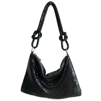 Women Soft Sequins Evening Bag | Shiny Shoulder Bag | Party Bag Black