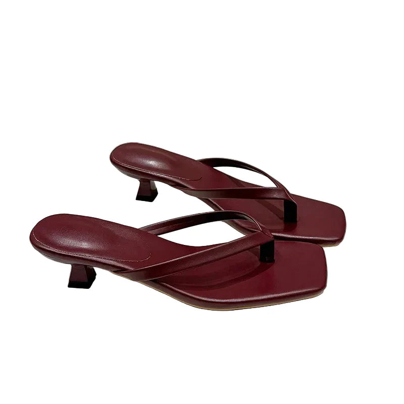 Women Summer Square Toe Heels | Low Heel  | Beach | Vacation