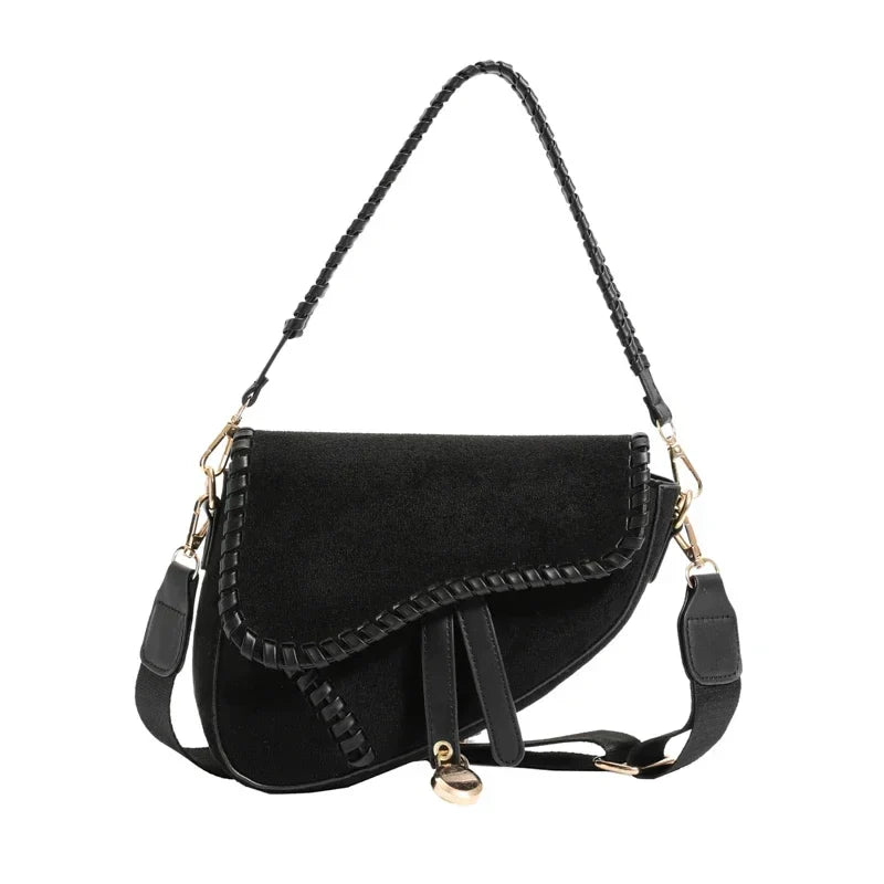 Women Leather Saddle Bag | Crossbody Designer Bag Black