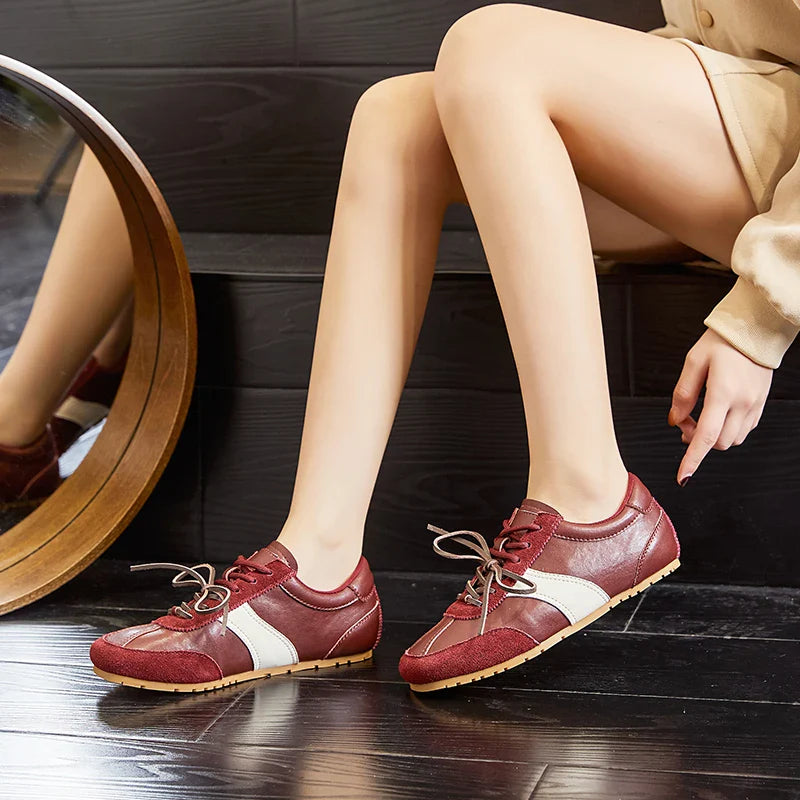 Women German Training Shoes | Leather Flat Sneakers | Forrest Gump Shoes