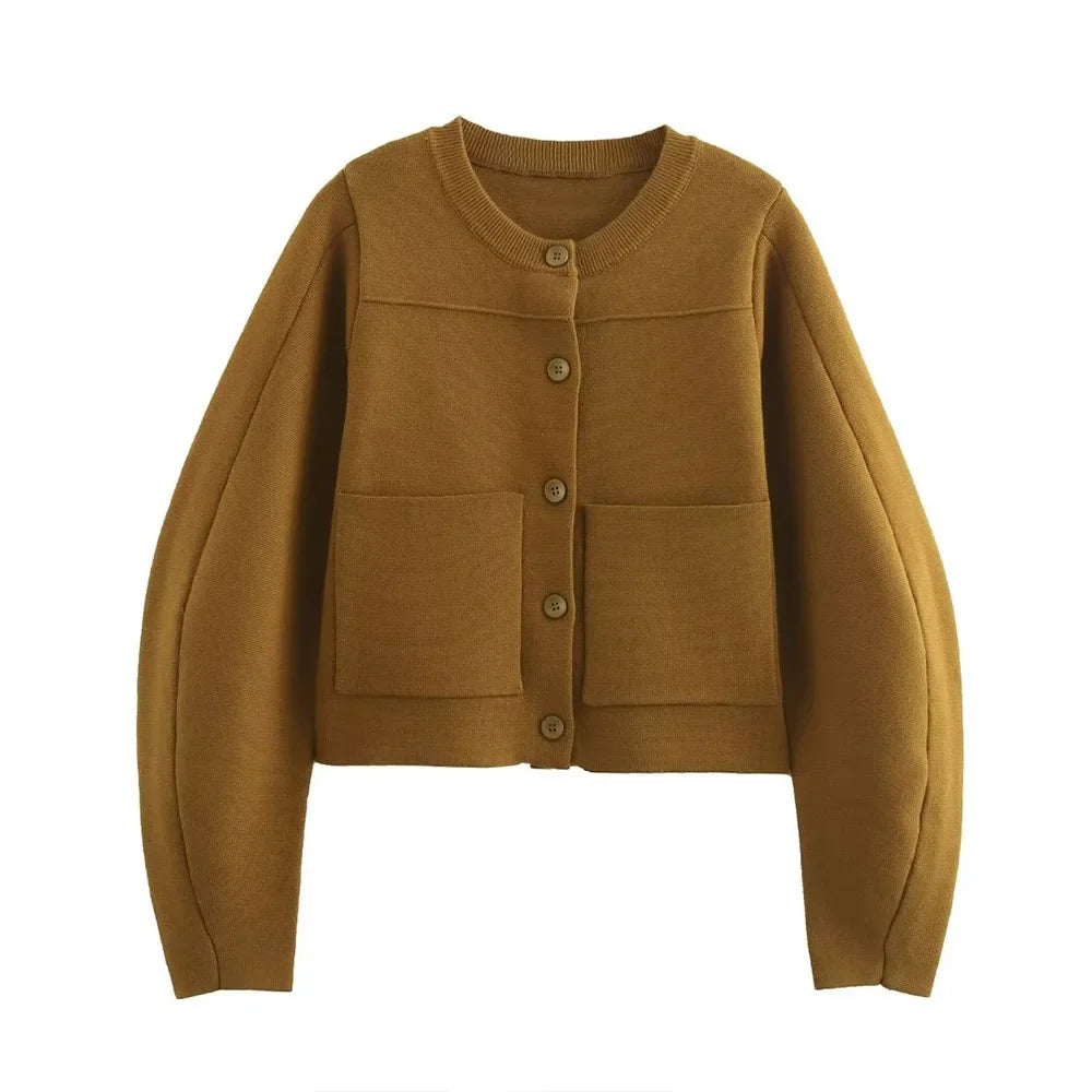 Plain Caramel Knit Cardigan Caramel