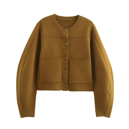 Plain Caramel Knit Cardigan Caramel