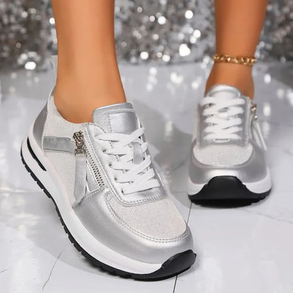 Nova | Women's Lace-Up Zip Sneakers with Platform Sole
