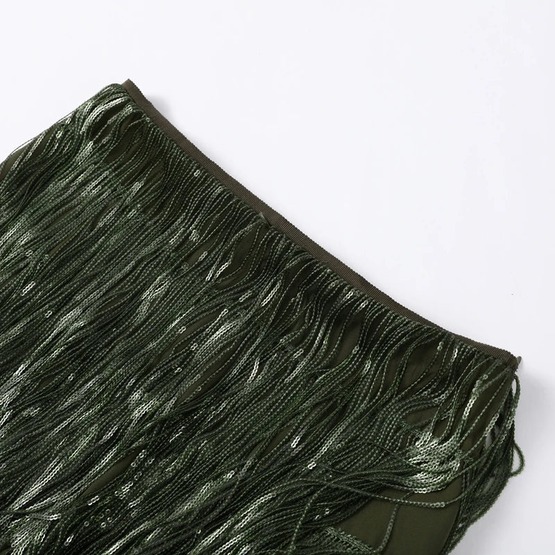 Women Beaded Tassel Long Skirt | Loose | High Waist | Y2K | Party Wear