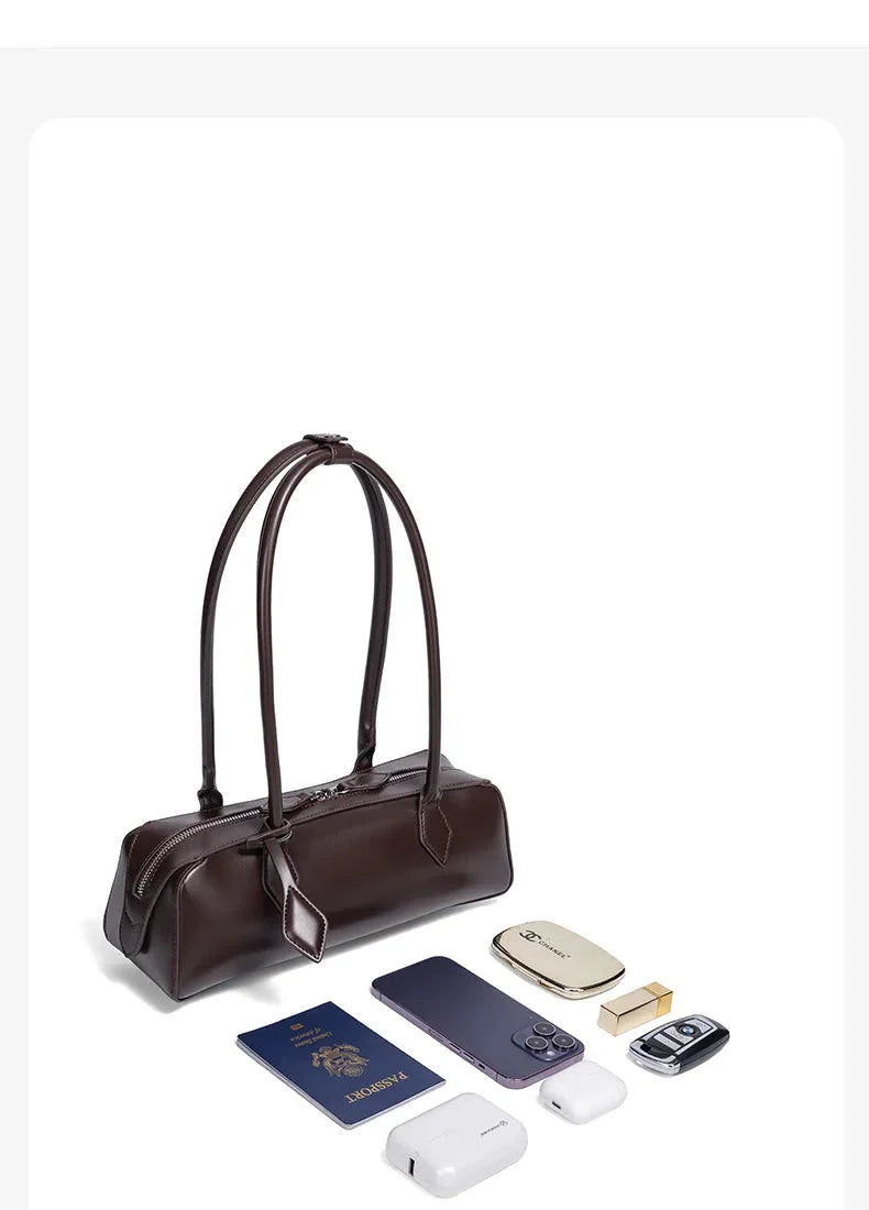 Women Leather Bag | Luxury Vintage | Long Shoulder Shopping Bag | Underarm Bag | Baguette