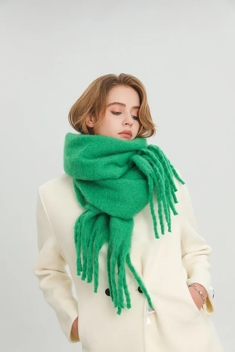 Women Warm Winter Cashmere Scarf | Thick Soft Tassel Shawl | Long Poncho | Echarpe | Pashmina