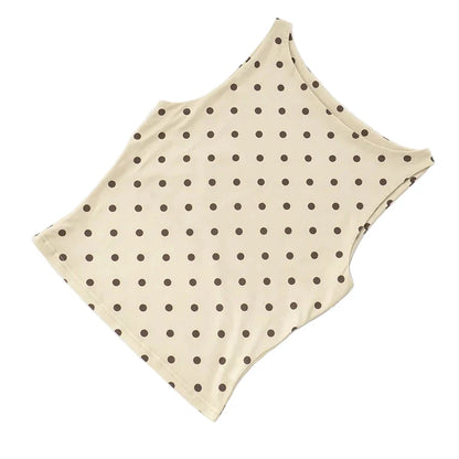 Women Polka Dot Long Skirt | Sleeveless Vest Top | Pleated Skirt Set | Office Dress Set