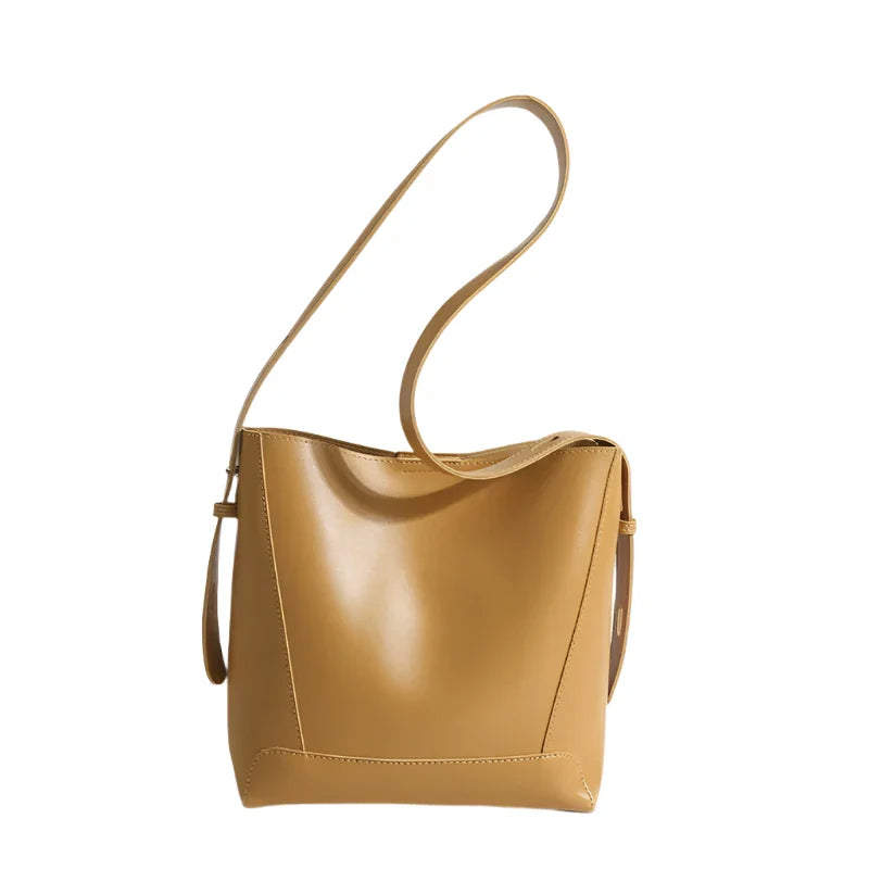 Women Bucket Bag | Leather Shoulder Bag Yellow