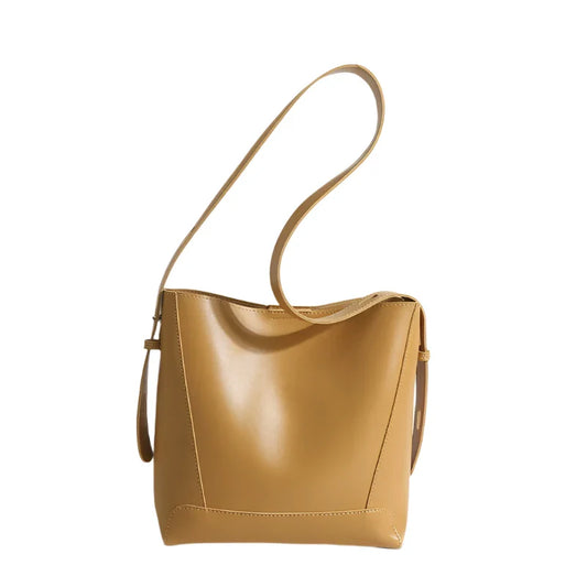Women Bucket Bag | Leather Shoulder Bag Yellow