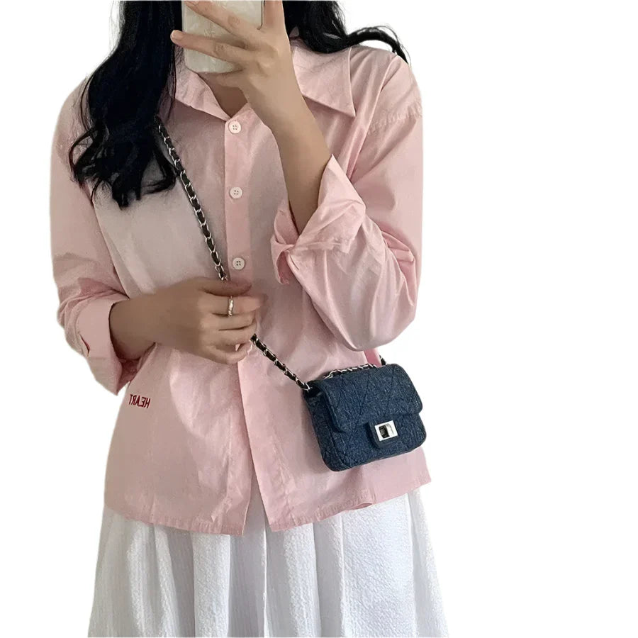 Women Denim Flap Crossbody Bag | Diamond Grid Shoulder Bag