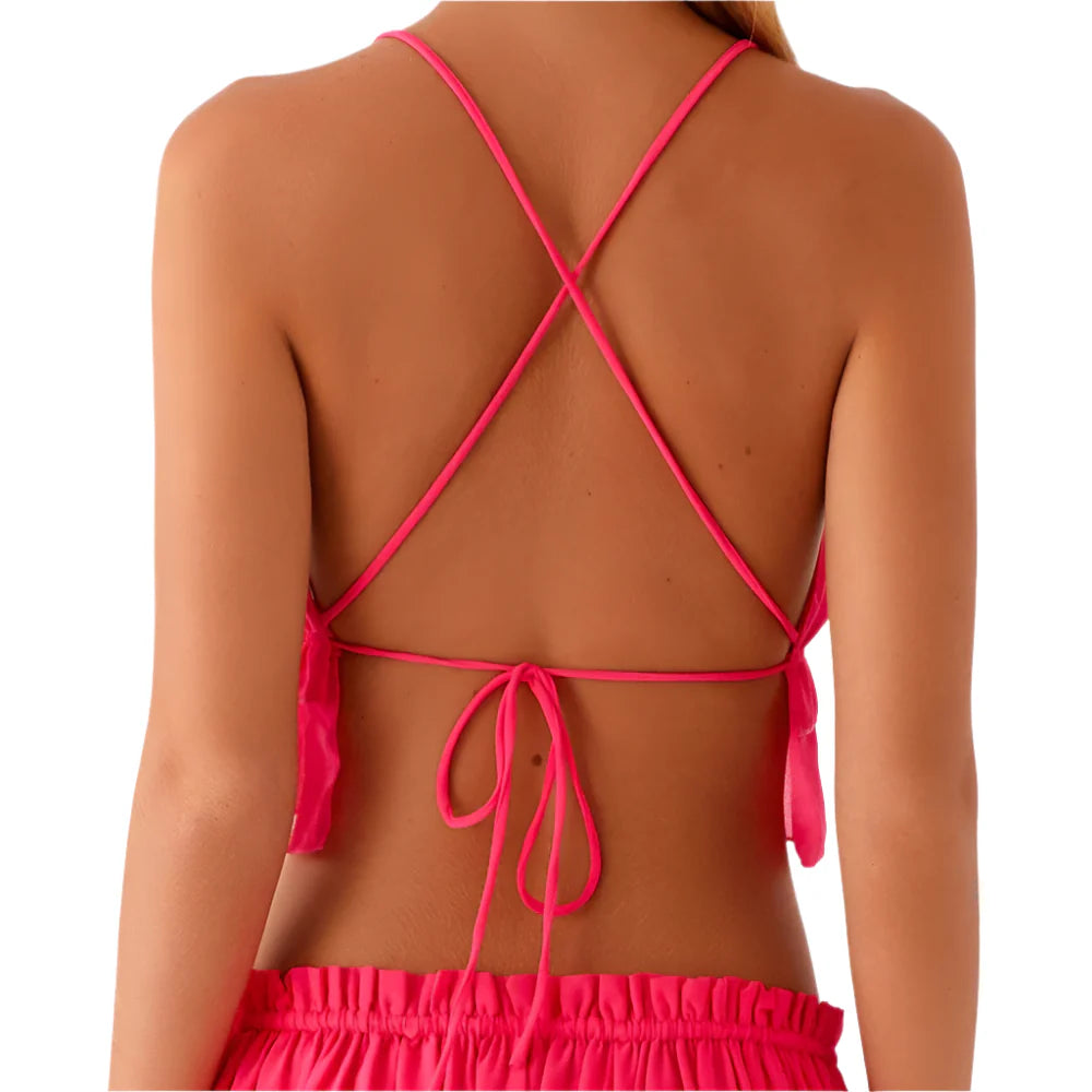 Women Summer Coquette Cropped Cami Top | Backless Spaghetti Straps Tank Top