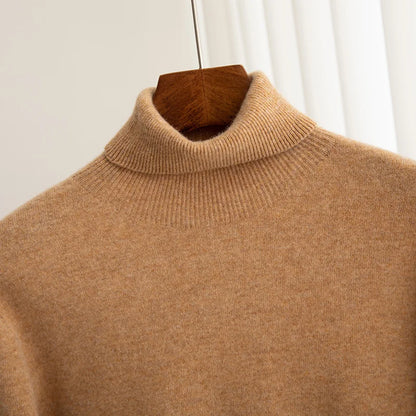 Men Merino Wool Turtleneck Knitted Pullover | Merino Wool Sweater | Cashmere Warm Knit Top