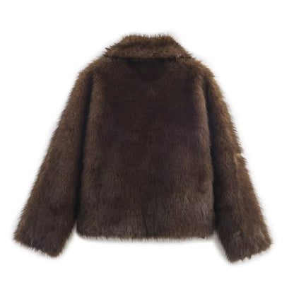 Women Winter Fur Jacket | Long Sleeves | Double-Sided | Thick | Warm Coat | Reversible Jacket