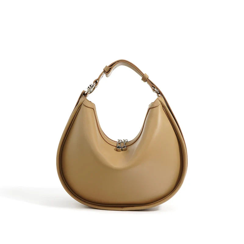 Women Split Leather Underarm Shoulder Bag apricot
