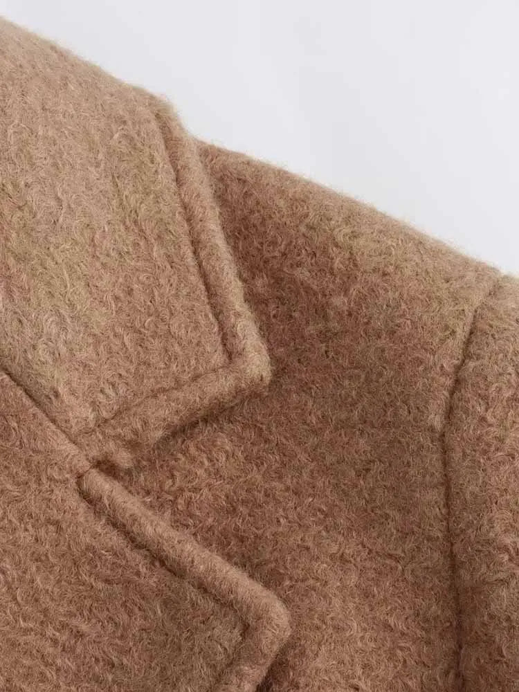 Women Long Coat | Loose Long-Sleeved Bouclé Coat