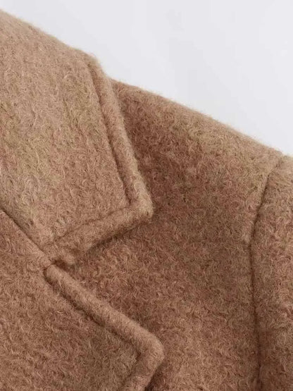 Women Long Coat | Loose Long-Sleeved Bouclé Coat