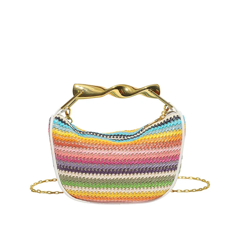 Women Woven Handbag | Rattan Half-Moon | Straw Shoulder Bag | Bucket Bag | Crossbody Bag Multi Color
