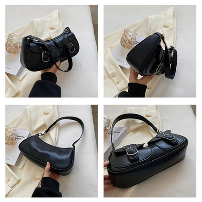Women Vintage Double Pockets Shoulder Bag | Leather Bag