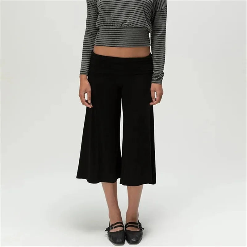 Women Gaucho Pants | Low Rise | Cropped | Wide Leg Capri Pants | Summer