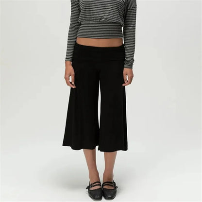 Women Gaucho Pants | Low Rise | Cropped | Wide Leg Capri Pants | Summer