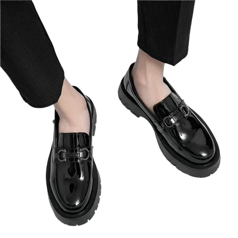 Men Platform Leather Shoes | Men Loafers | Thick Soled