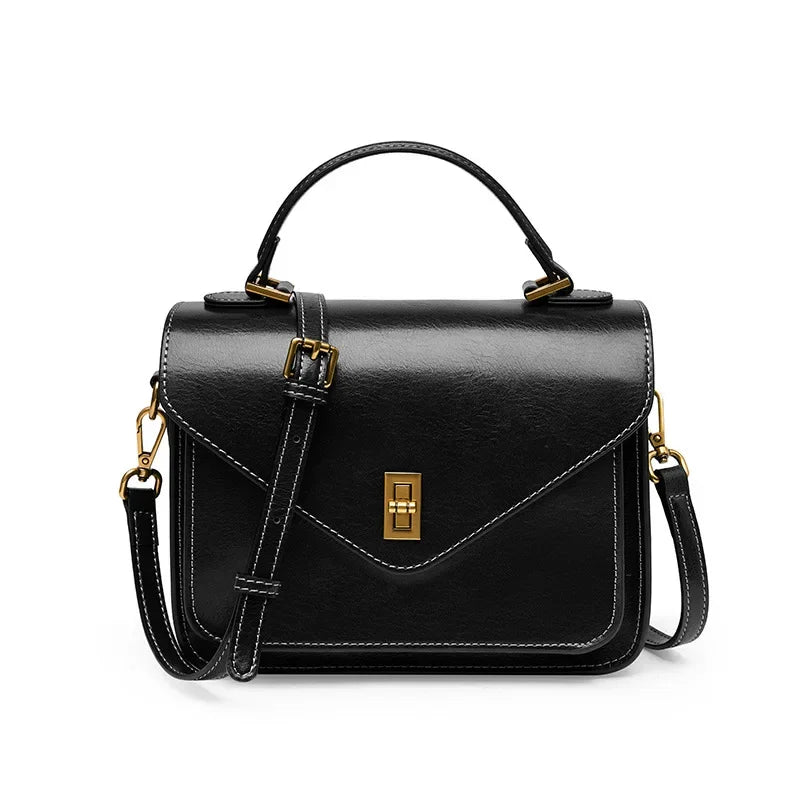 Women Genuine Leather Handbag | Crossbody Bag Black