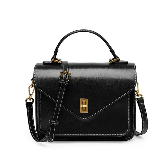Women Genuine Leather Handbag | Crossbody Bag Black