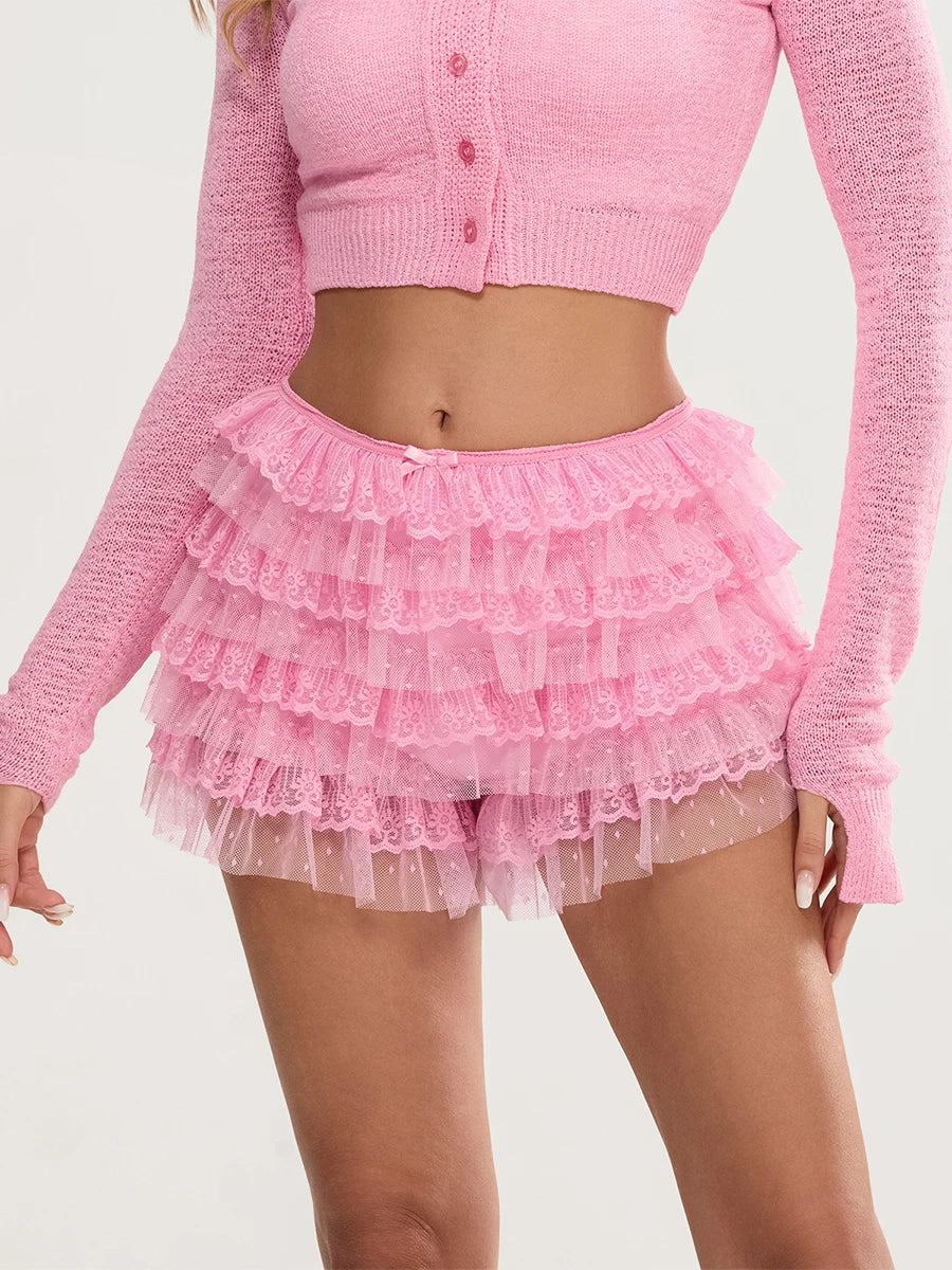 Women Lace Bloomers Shorts | Casual | Summer | Layered Ruffle Shorts | Vacation | Beach