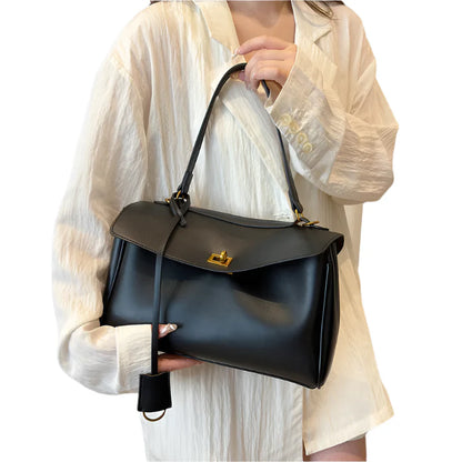 Women French Handbag | Luxury Shoulder Bag | Large Capacity Metal Buckle Tote Bag