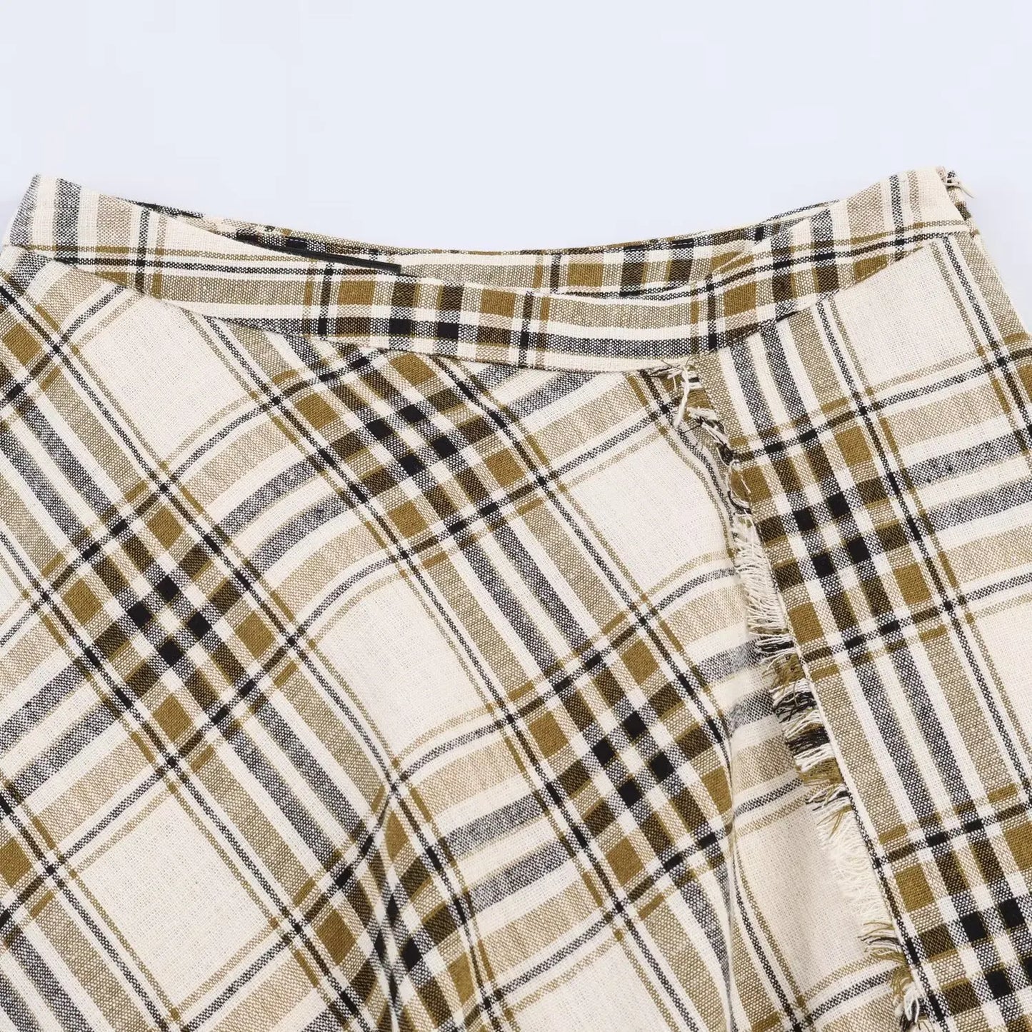 Women Vintage Asymmetric Plaid Skirt | Long Skirt | Spring | A-Line | High Waist