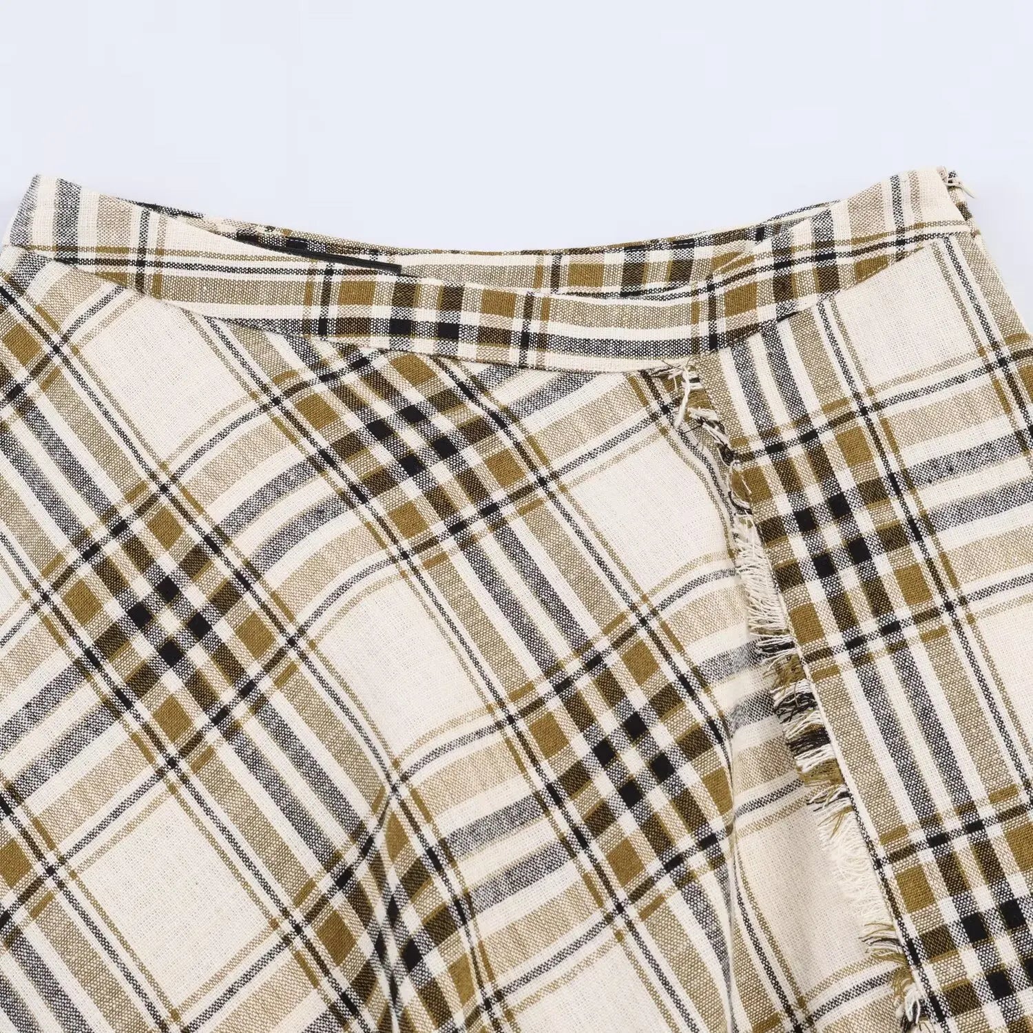 Women Vintage Asymmetric Plaid Skirt | Long Skirt | Spring | A-Line | High Waist