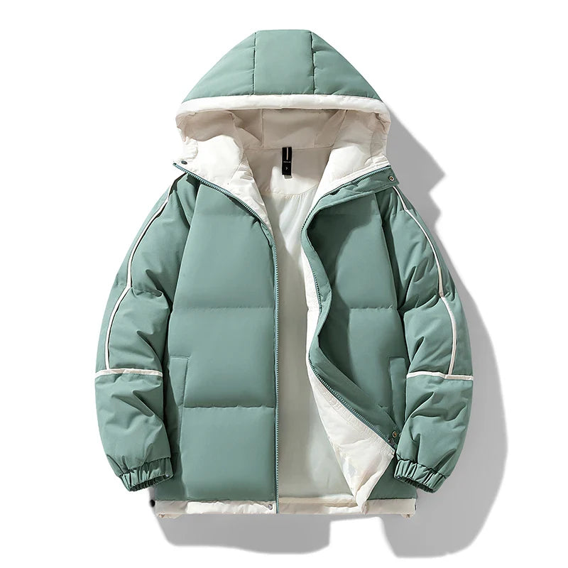 Unisex Thick Hooded Puffer Jacket | Windbreaker Jacket | Warm Parka Winter Jacket Green